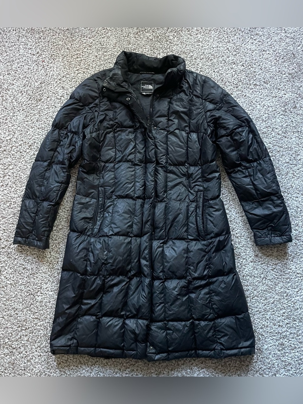 The North Face Womens Metropolis Down Parka Jacket Black Size L Large Long Puffe